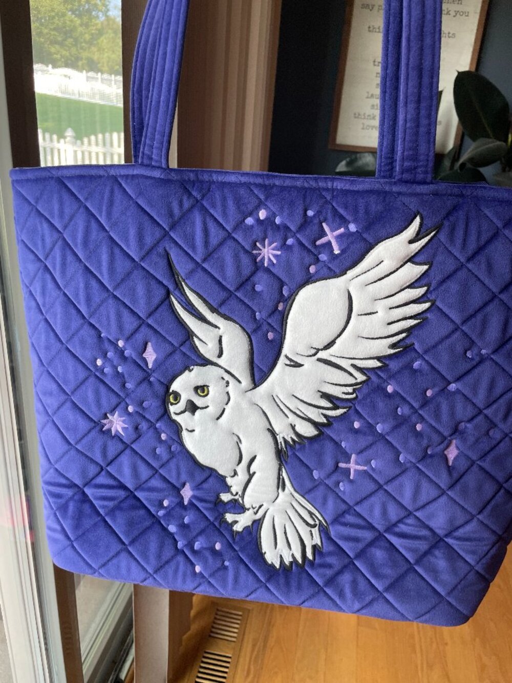 Vera Bradley Harry Potter Forbidden Forest Velvet Tote Bag Hedwig Owl Purple